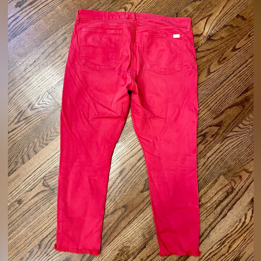 JEN7 BY 7 FOR ALL MANKIND Cropped Frayed Hem Skinny Jean, Red, size 14–like new - Picture 7 of 7